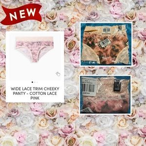 NWT TORRID CURVE PINK WIDE LACE TRIM COTTON CHEEKY PANTY